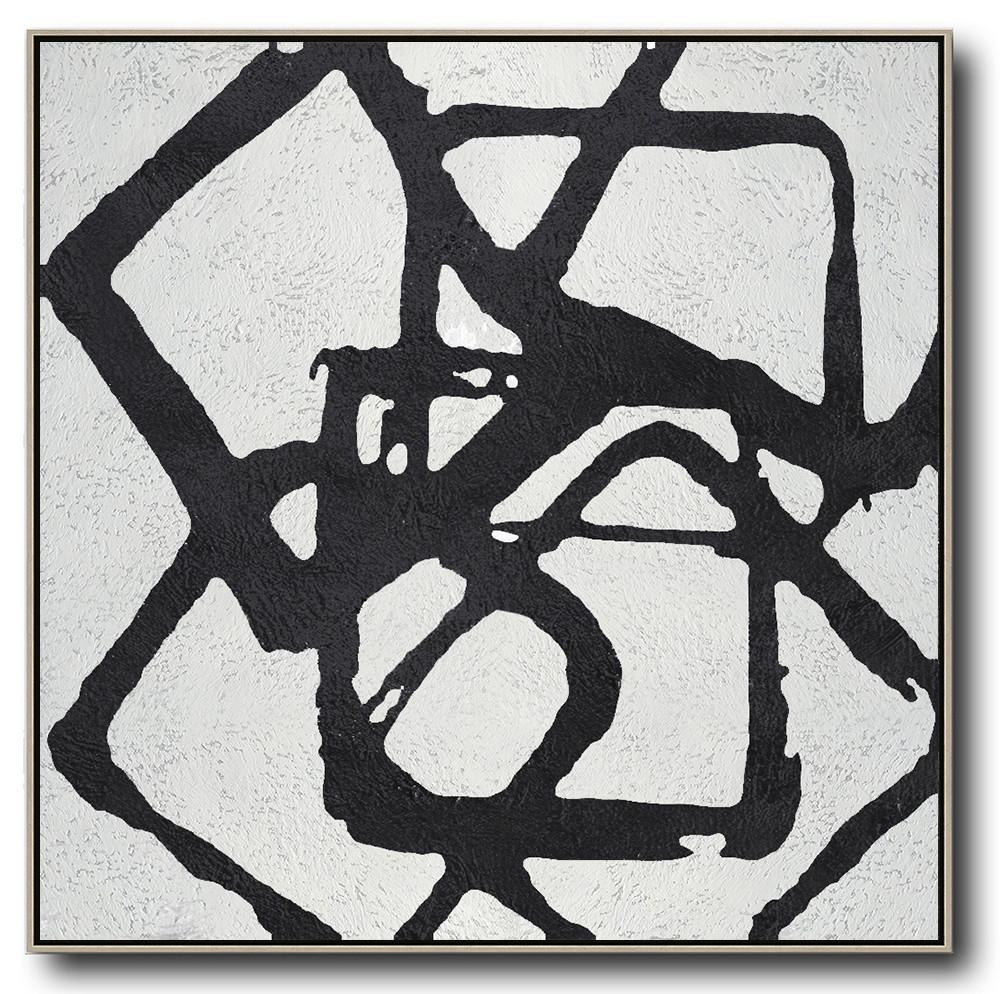 Minimal Black and White Painting #MN17A - Click Image to Close